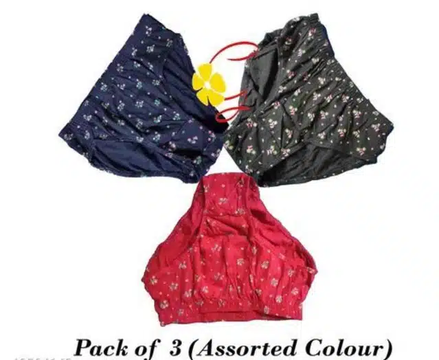 Women's Panties (Pack of 3) (Assorted, S)