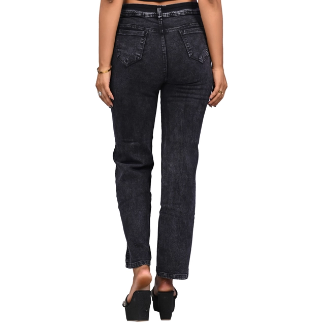 Denim Mid Rise Jeans for Women (Black, 28)