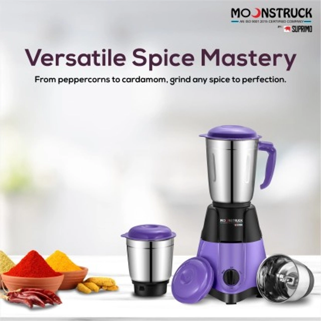 MOONSTRUCK By Suprimo 750 Watt 3 Jars Mixer Grinder - (Purple)