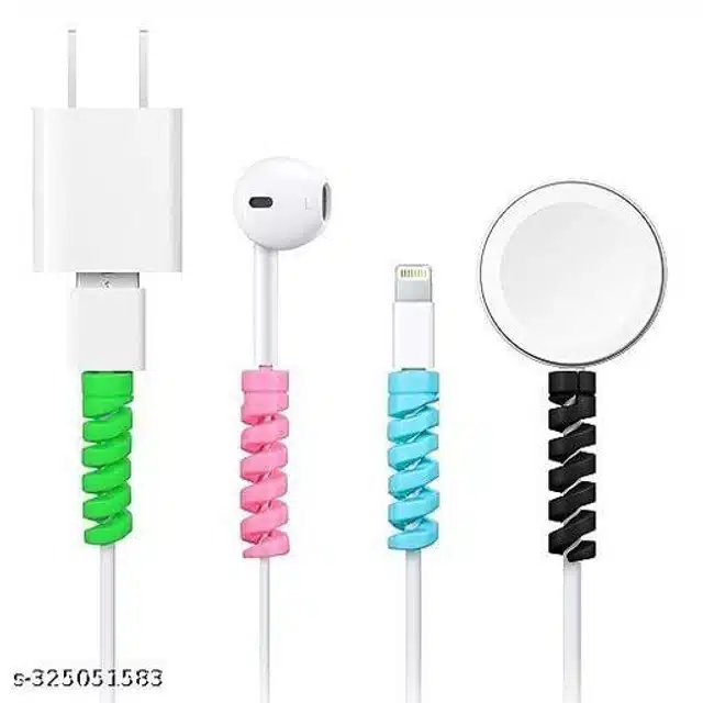 Silicon USB Cable Protector (Multicolor, Pack of 10)