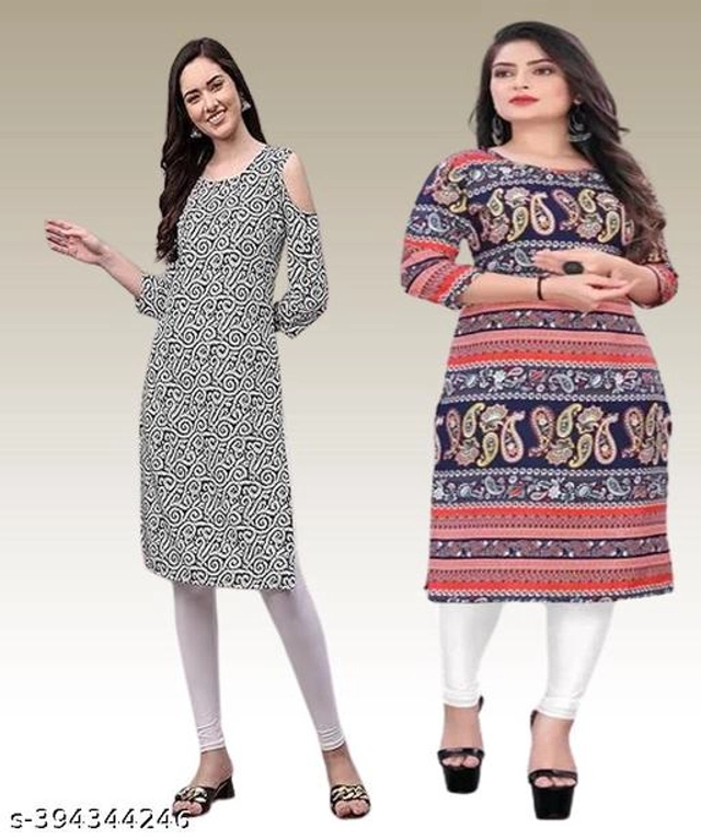 Crepe Kurtis for Women (Multicolor, S) (Pack of 2)