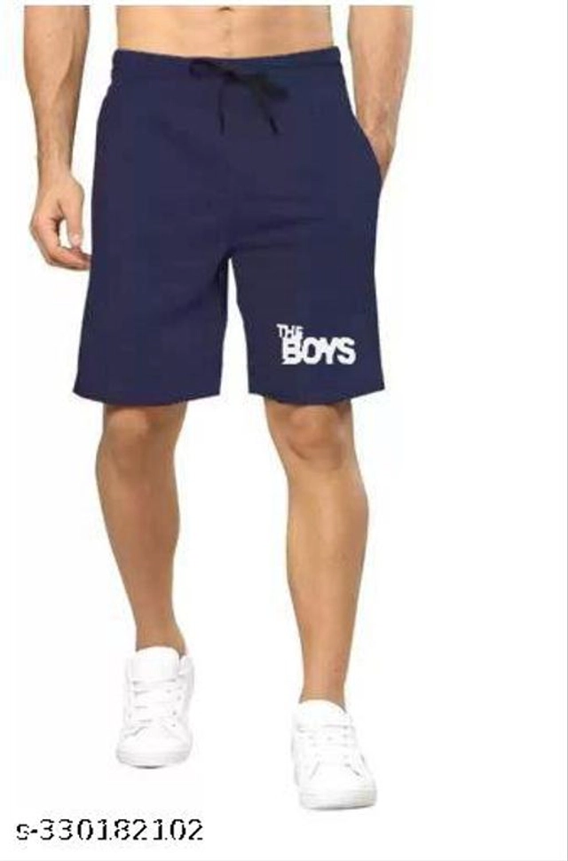 Cotton Shorts for Men (Navy Blue, 34)
