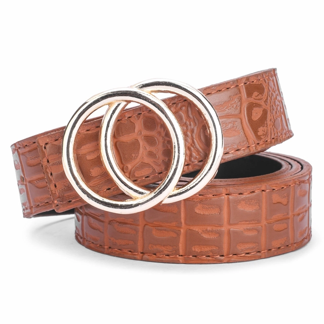 Artificial leather Belt for Women (Tan, Free Size)