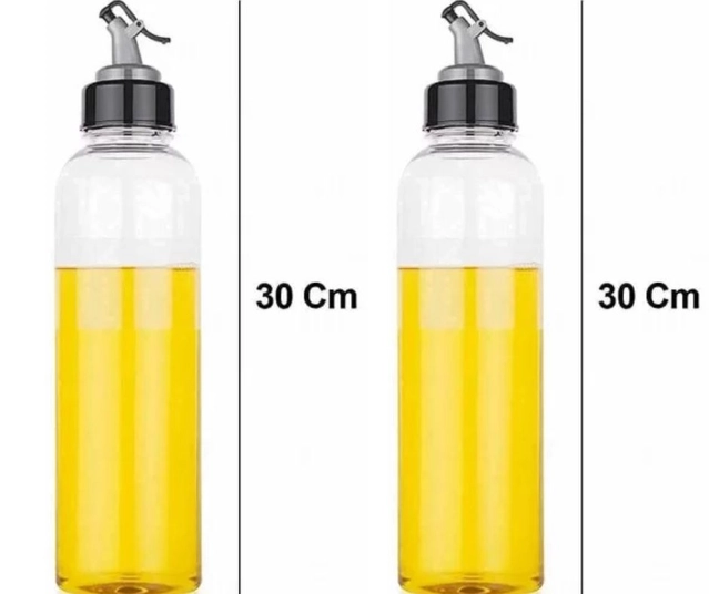 Premium Plastic Oil Dispenser Bottle (Transparent, 1000 ml) (Pack of 2)