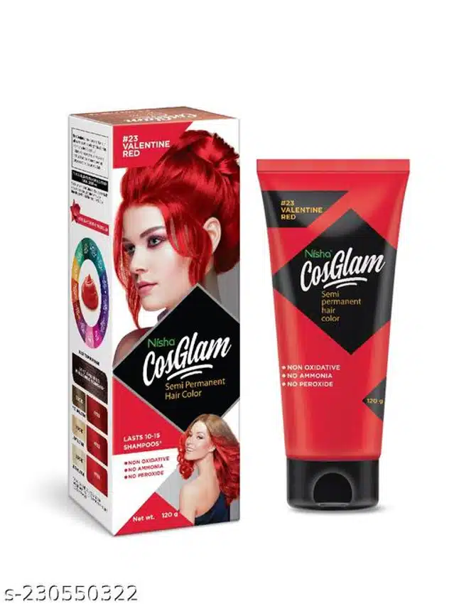 Nisha Cos Glam Semi Permanent Hair Color (Valentine Red, 120 g)