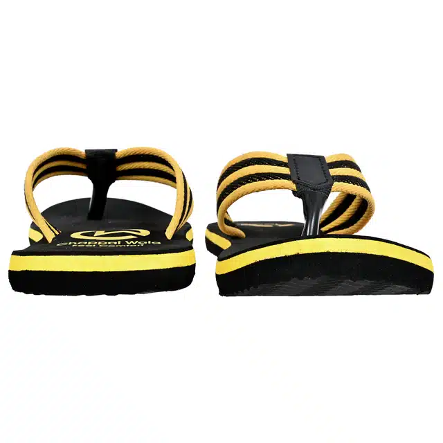 Flip Flops for Men (Black & Yellow, 12)