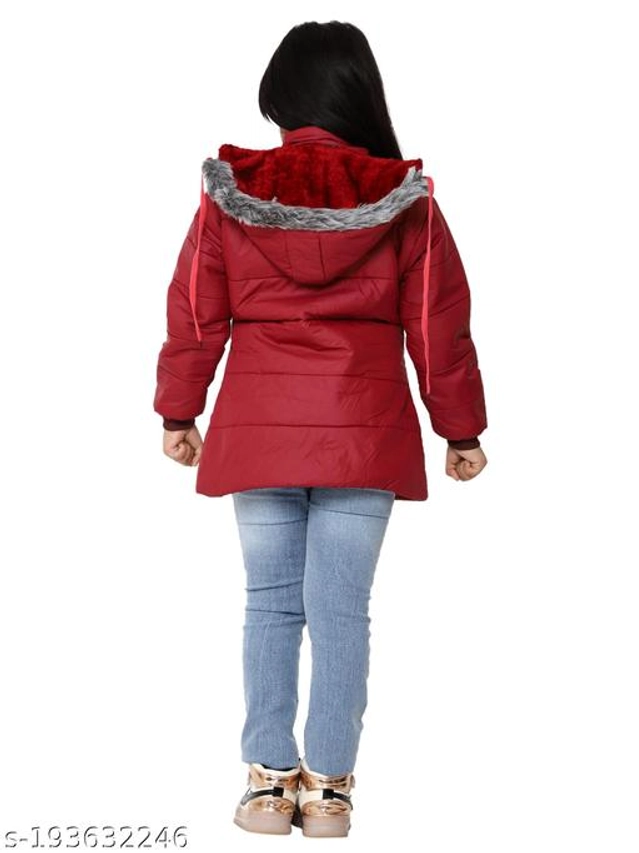 Polyester Jacket for Girls (Maroon, 18-24 Months)