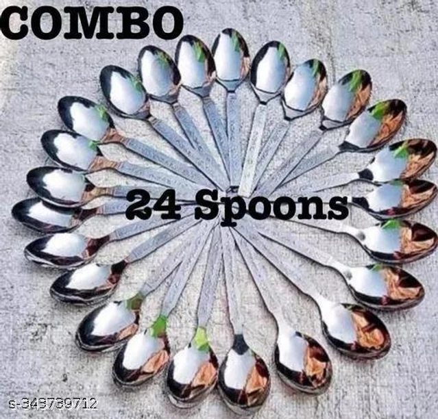 Stainless Steel Spoons (Silver, Pack of 24)