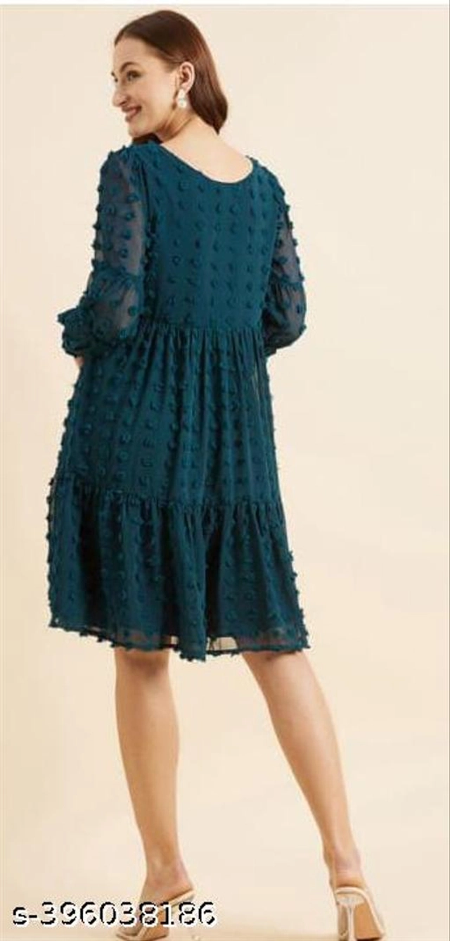 Georgette Dress for Women (Teal, XS)