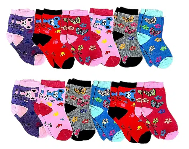 Woollen Blend Socks for Kids (Pack of 12) (Multicolor, 6-12 Months)