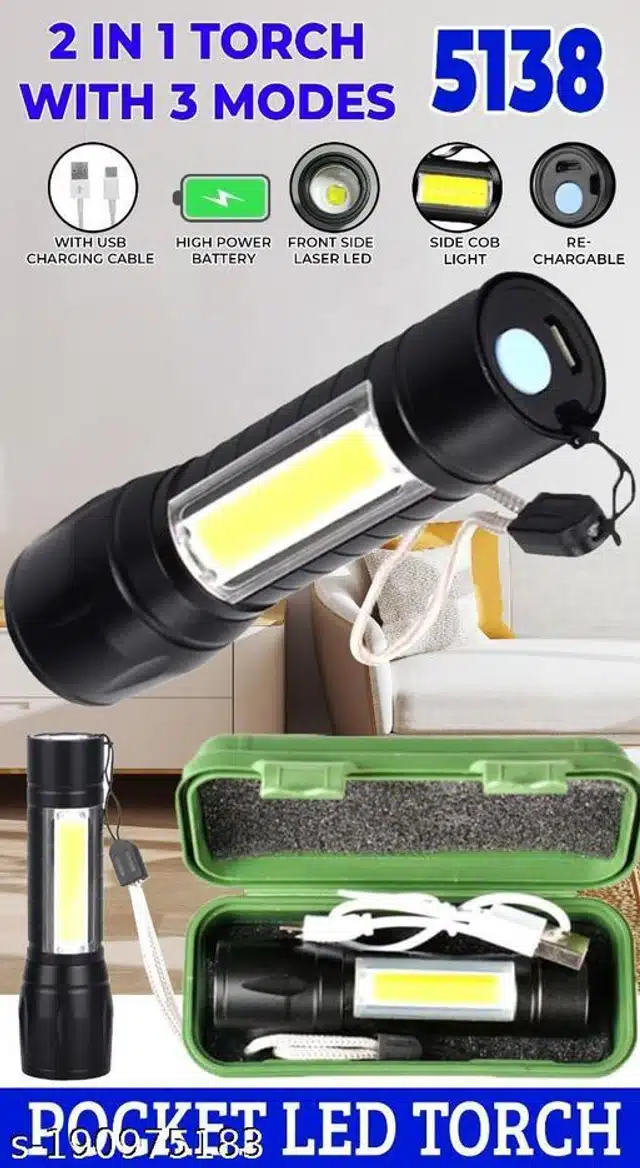 Rechargeable Long Range Search Torch Light (White)