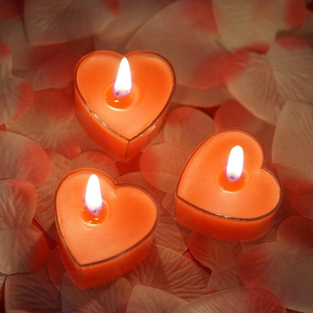 12 Pcs Heart Shaped Tea Light Candles