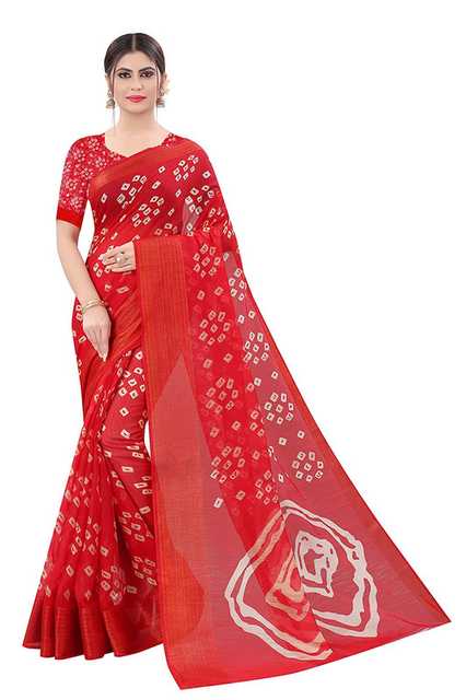 Fancy Cottonsilk Women Saree With Unstitched Blouse (Red) (SA-092)