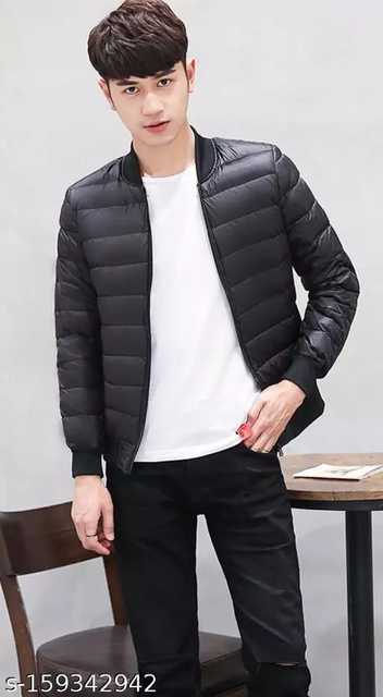 Trendy Nylon Full sleeves Jacket For Men (Black, S) (A-25)
