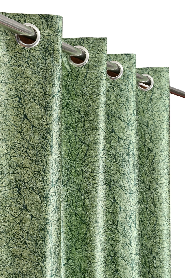 Polyester Printed Curtain for Door & Window (Green, 5 Feet)