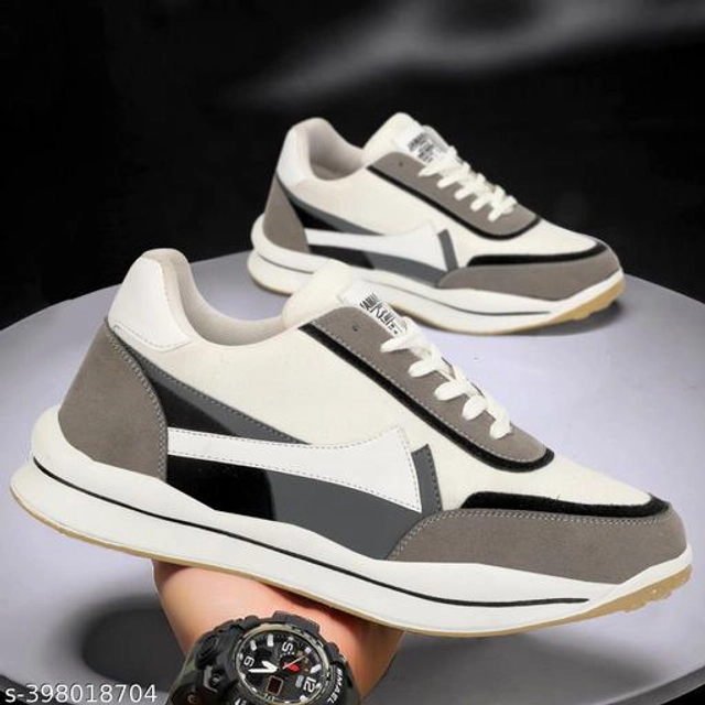 Casual Shoes for Men (White & Grey, 6)