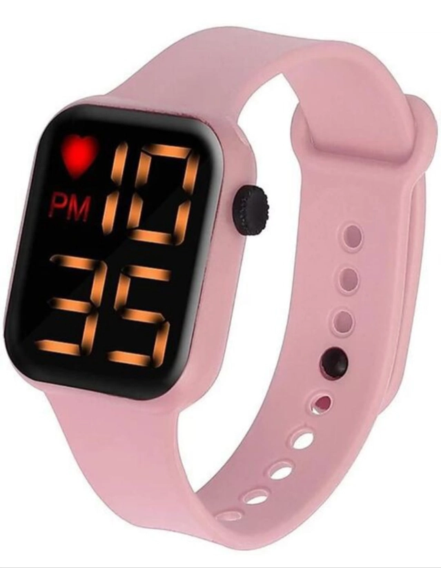 Silicone Strap Digital Watch for Men & Boys (Pink)