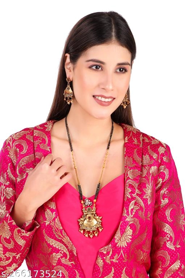 Alloy Mangalsutra with Earrings for Women (Multicolor, Set of 1)