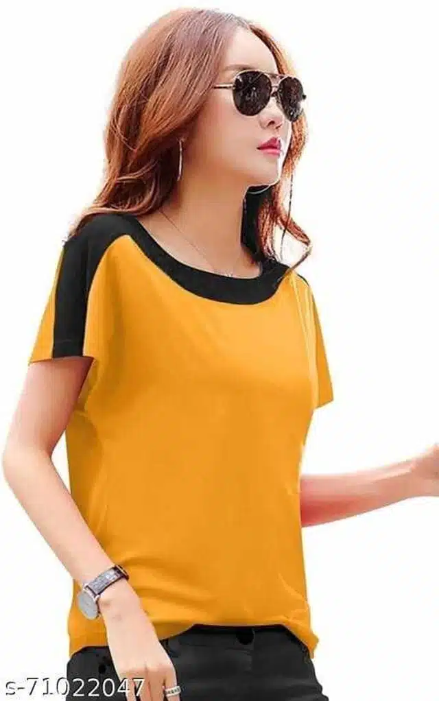 Casual Tops for Women (Mustard, XL) (M52)