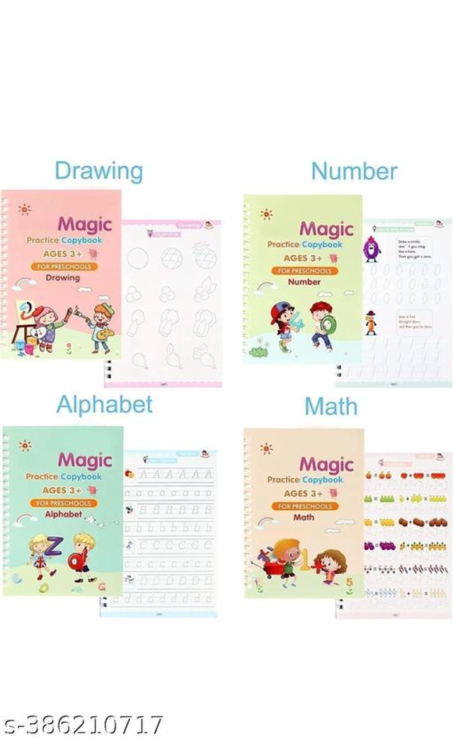 Magic Practice Copybook (4 Pcs) with 10 Pcs Refill for Kids (Set of 2)