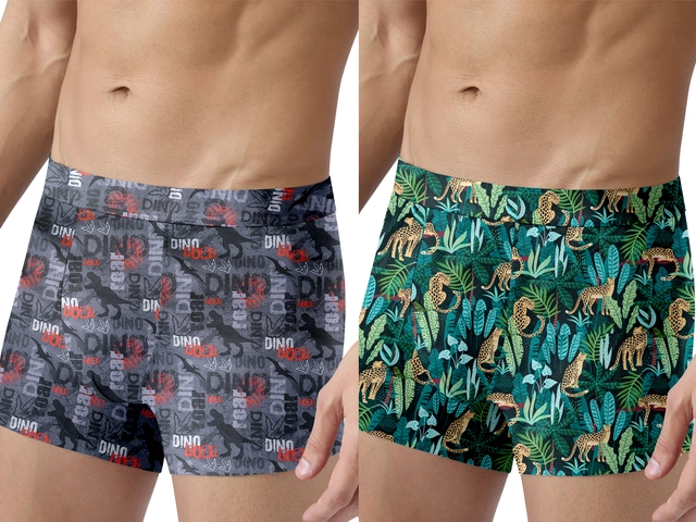 Nylon Printed Trunks for Men (Multicolor, S) (Pack of 2)