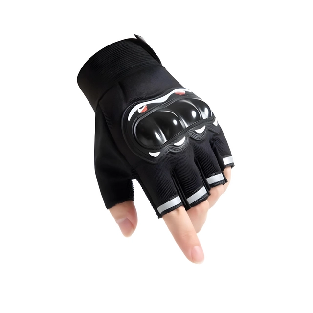 Polyester Half Finger Riding Gloves for Men (Black, Set of 1)