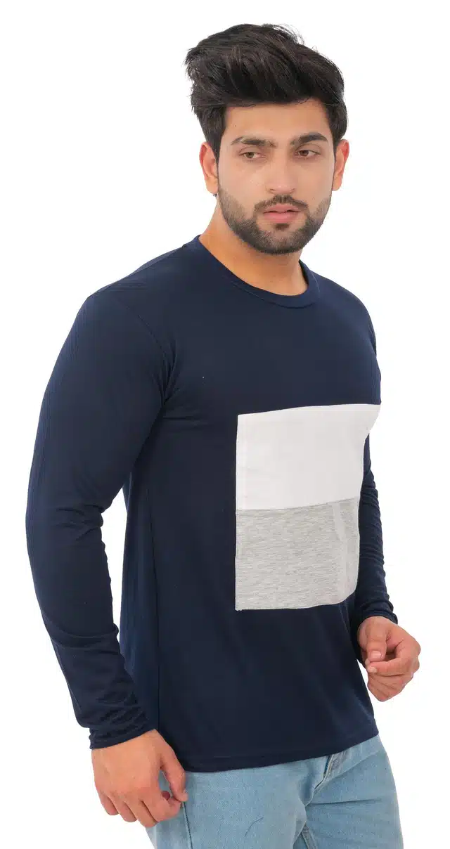 Men's Full Sleeves T-Shirt (Blue, XXL)
