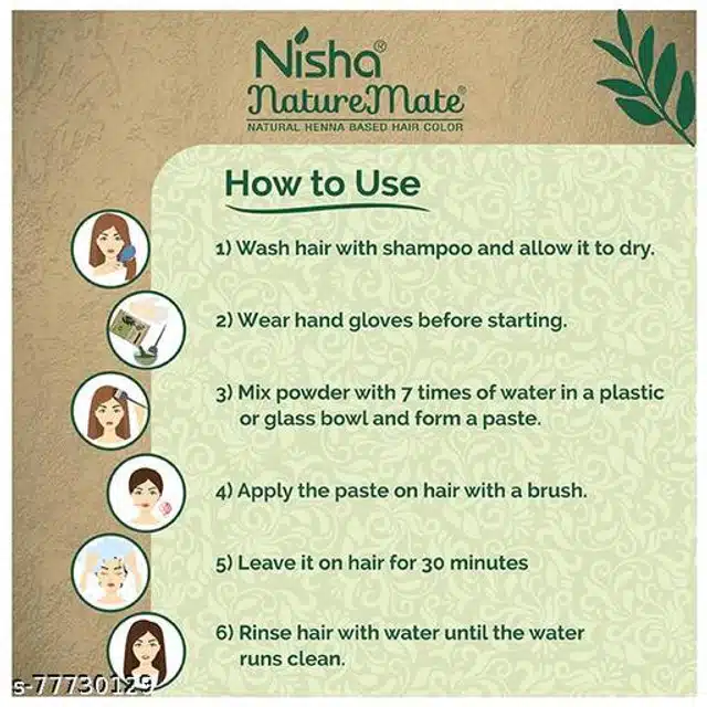 Nisha Nature Mate Henna Powder Hair Color (Black, 10 g) (Pack of 10)