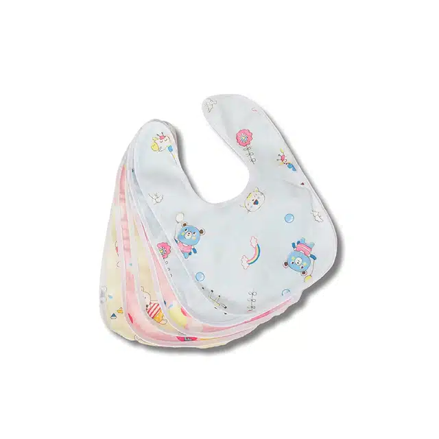 Cotton Printed Feeding Bibs (Multicolor, Pack of 6)