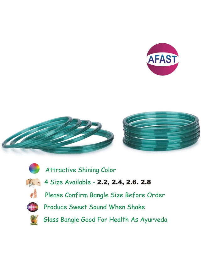 Glass Bangle Set for Women (Teal, 2.2) (Pack of 12)