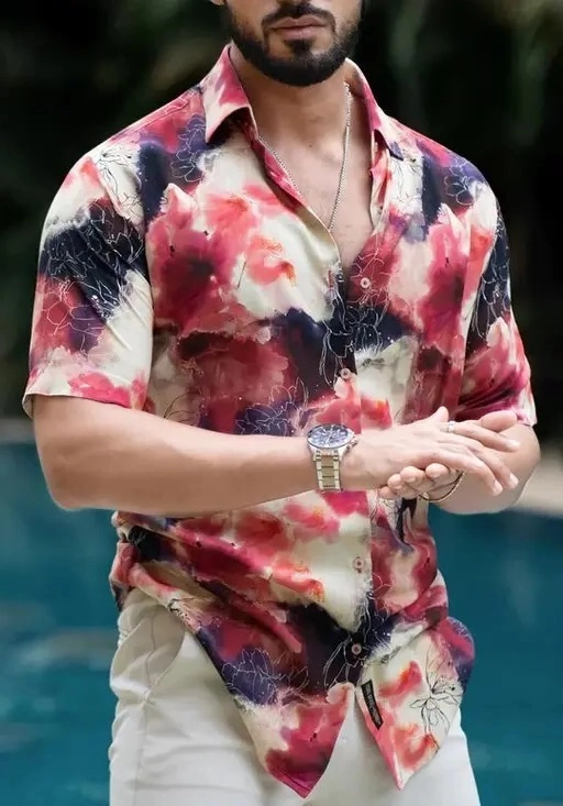 Half Sleeves Printed Shirt for Men (Multicolor, 38)