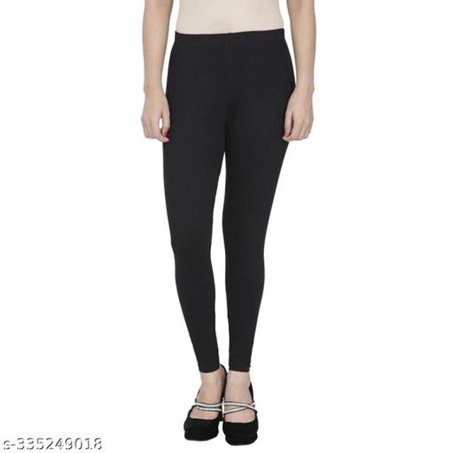 Cotton Lycra Leggings for Women (Black, 26)