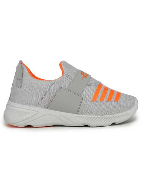 Footox Stylish Mens Casual Shoes (Grey & Orange, 6) (F-1378)
