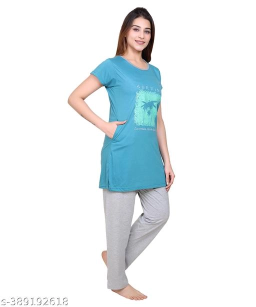 Woolen Nightsuit for Women (Bottle Green, M)