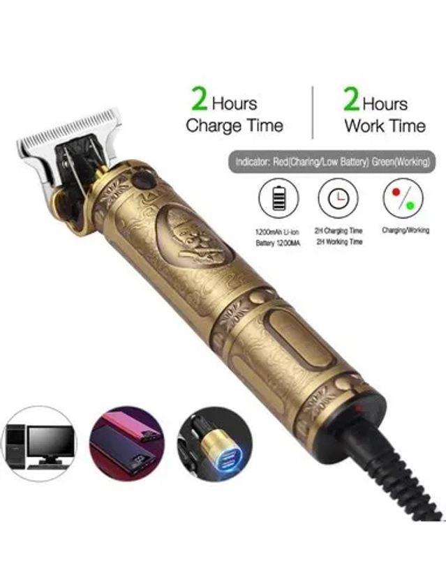 Electric Rechargeable Hair Trimmer for Men (Gold)