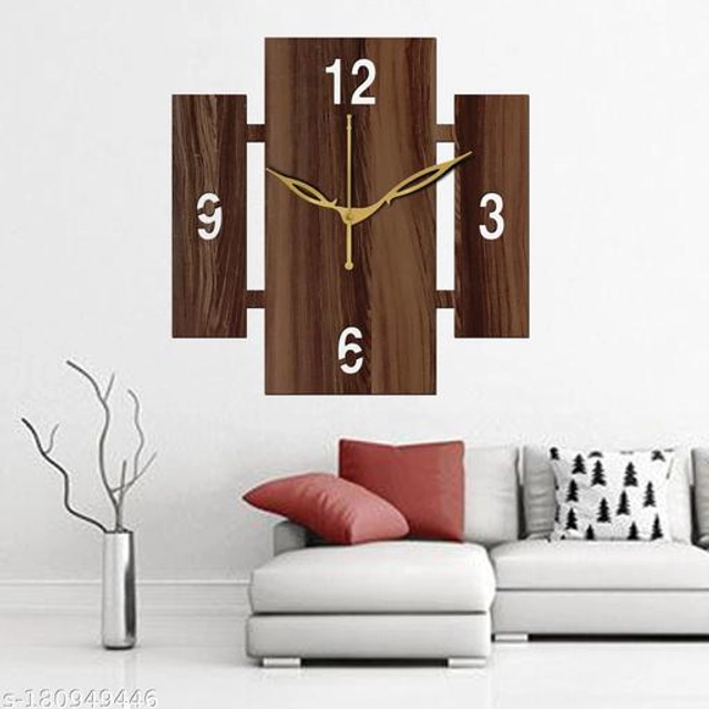 Wooden Wall Clock for Home (Brown)