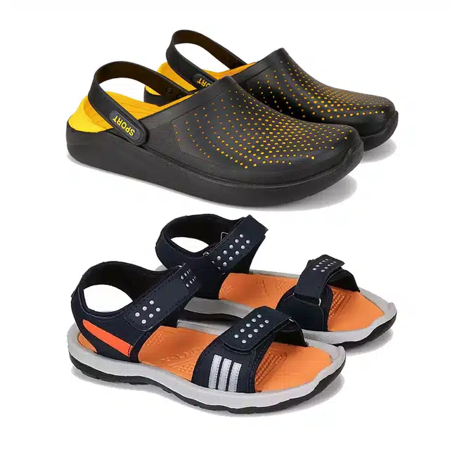 Combo of Clogs & Sandals for Men (Pack of 2) (Multicolor, 7)