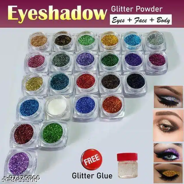 Premium Eye Glitter with Glue (Multicolor, Set of 2)