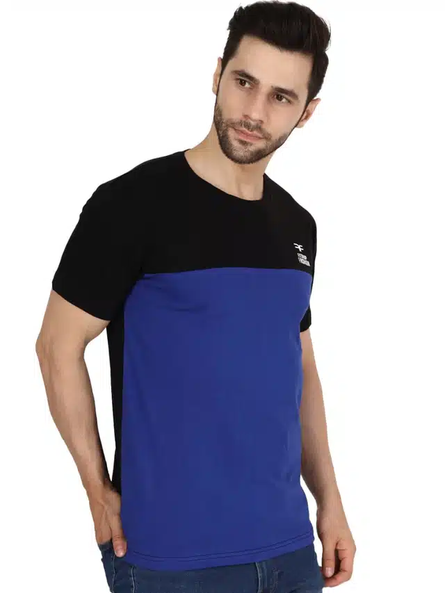 Half Sleeves Solid T-Shirt for Men (Blue, M)