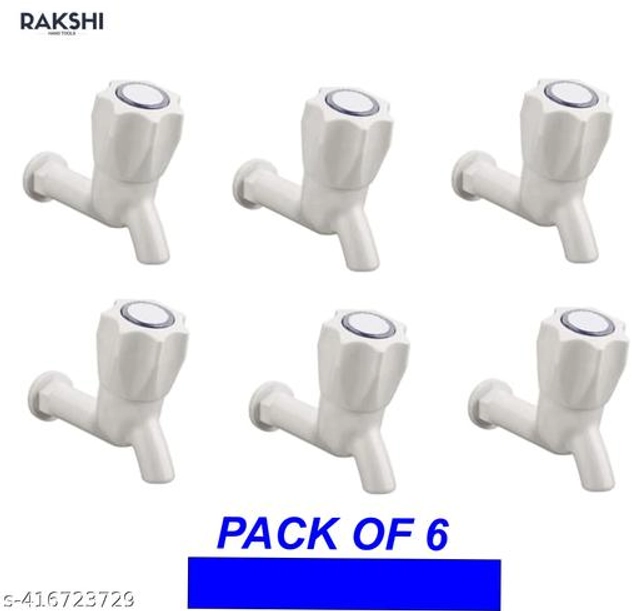 Plastic Bib Cock Tap (White, Pack of 6)