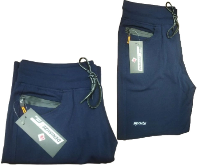 Lycra Solid Shorts for Men (Navy Blue, L)