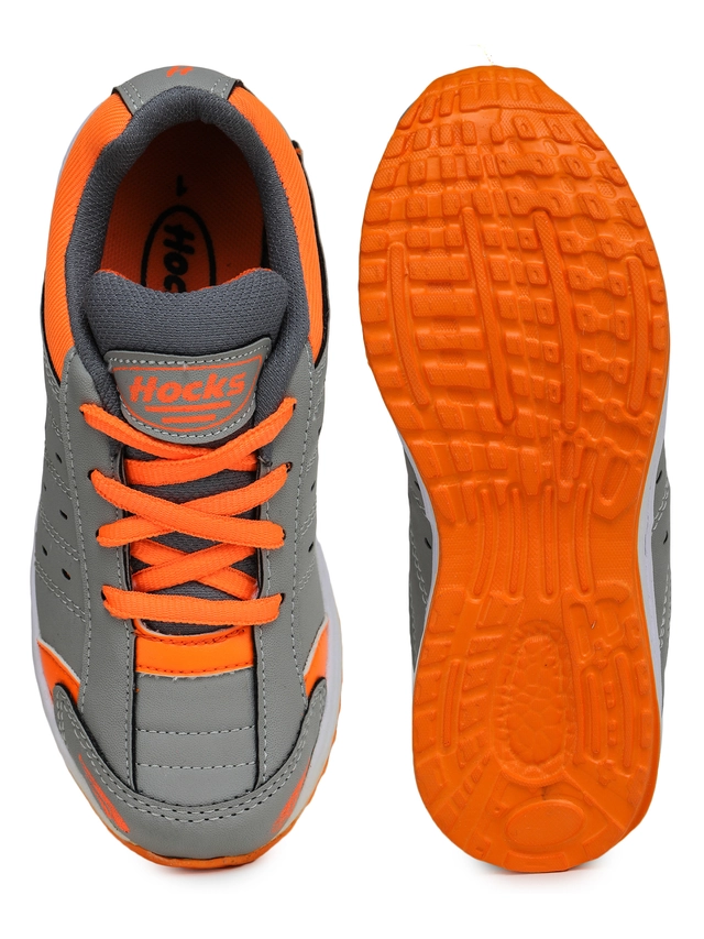 Sports Shoes for Men (Orange & Grey, 11)