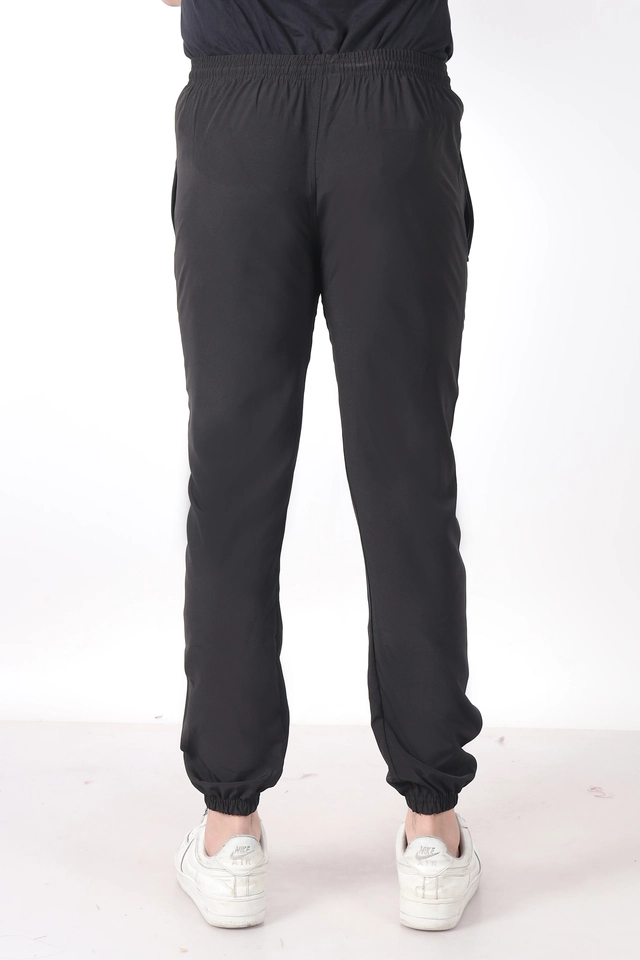 Cotton Blend Slim Fit Trackpants for Men (Black, L)