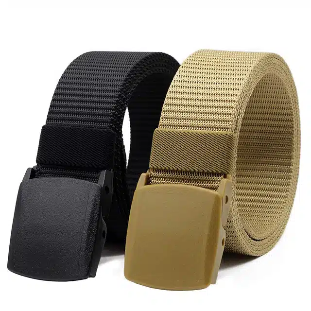 Canvas Belt for Men (Pack of 2) (Multicolor, 42)