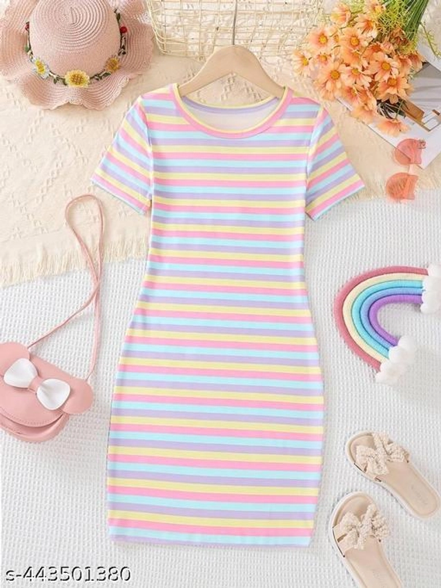 Crepe Dress for Girls (Pink, 3-4 Years)