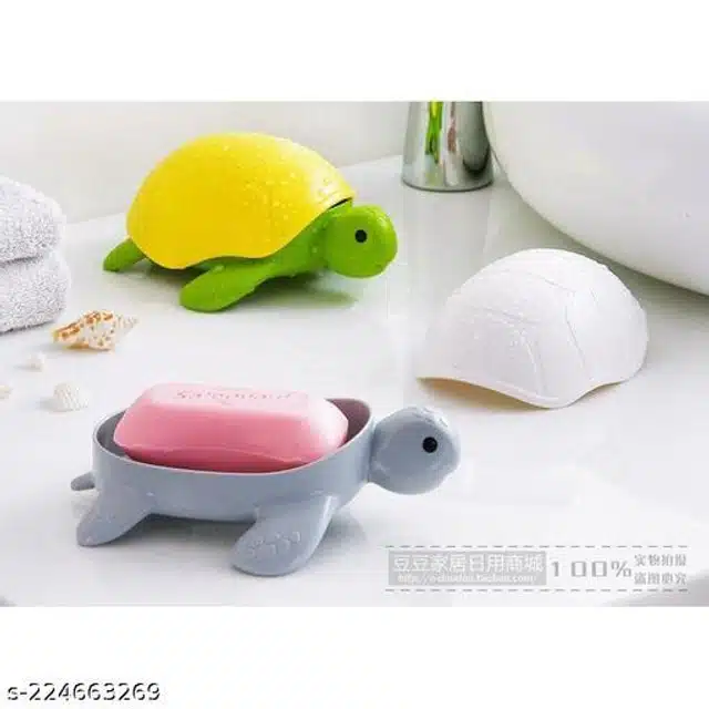 Turtle Shape Soap Holder (Multicolor, Pack of 2)
