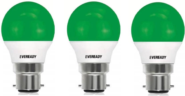 EVEREADY 0.5 W Basic Standard B22 LED Bulb  (Green, Pack of 3) AS