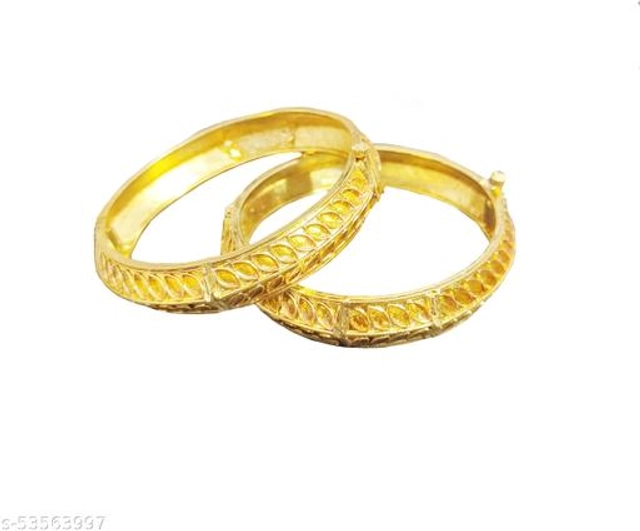 Brass Gold Plated Bangles for Women (Multicolor, 2.4) (Pack of 2)