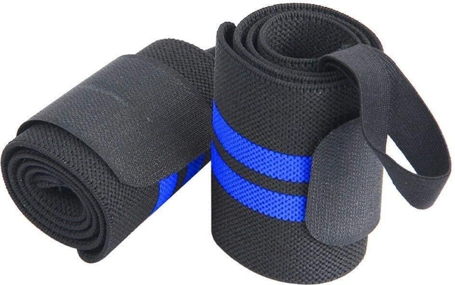 Adjustable Strap Wrist Band for Men & Women (Black & Blue, Set of 1)