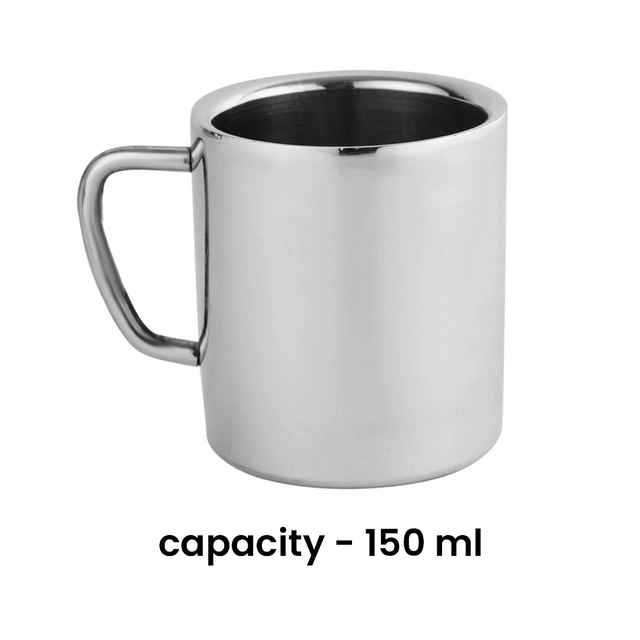 NIVIS Stainless Steel Double Wall Coffee Mug (150 ml)